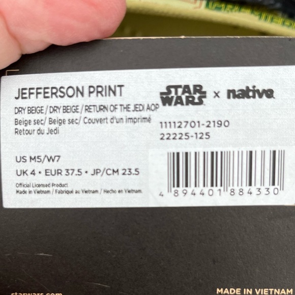 NWT Native x Star Wars Jefferson Return of the Jedi Slip On Shoes Men 5/Woman 7